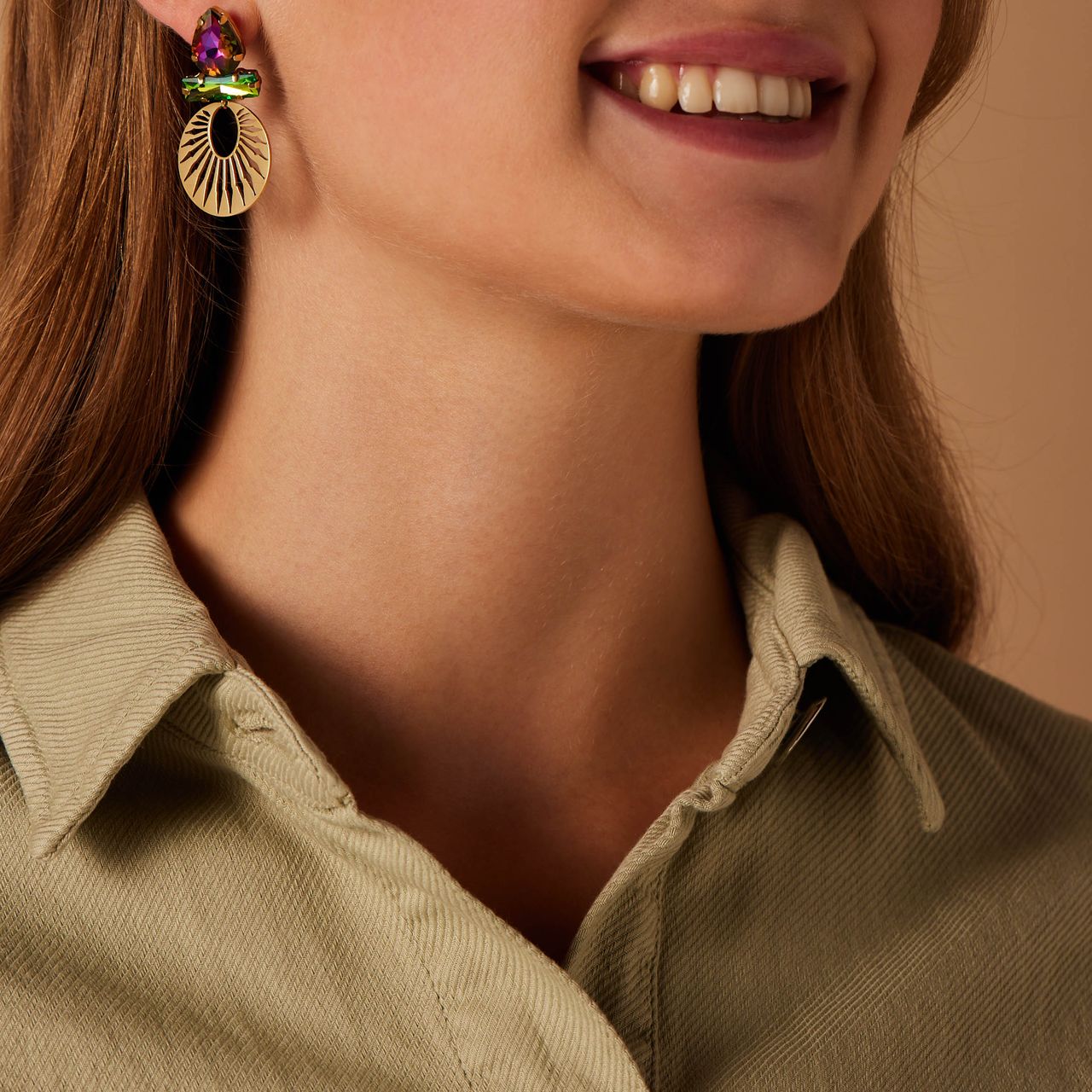 Stainless steel goldplated oorhangers bewerkt voor dames