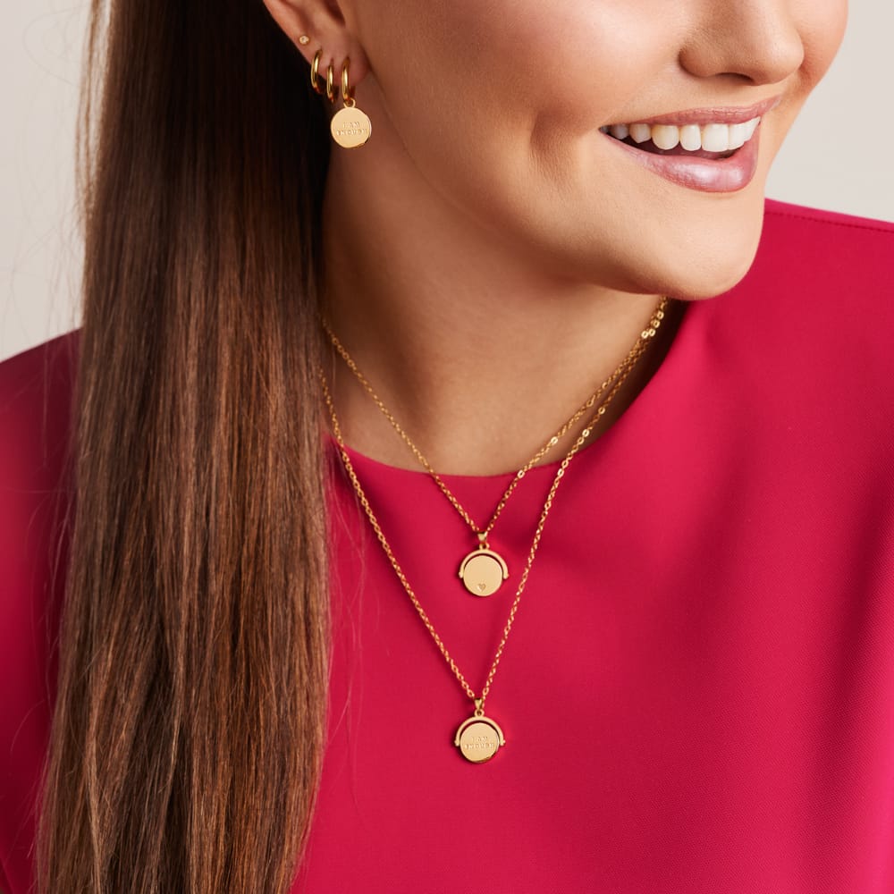 Stalen goldplated oorringen met I am enough voor dames