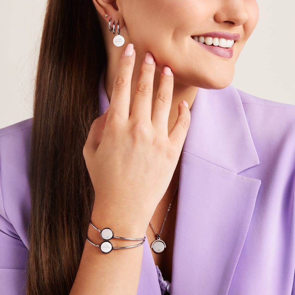 Stainless steel oorbellen met I am enough