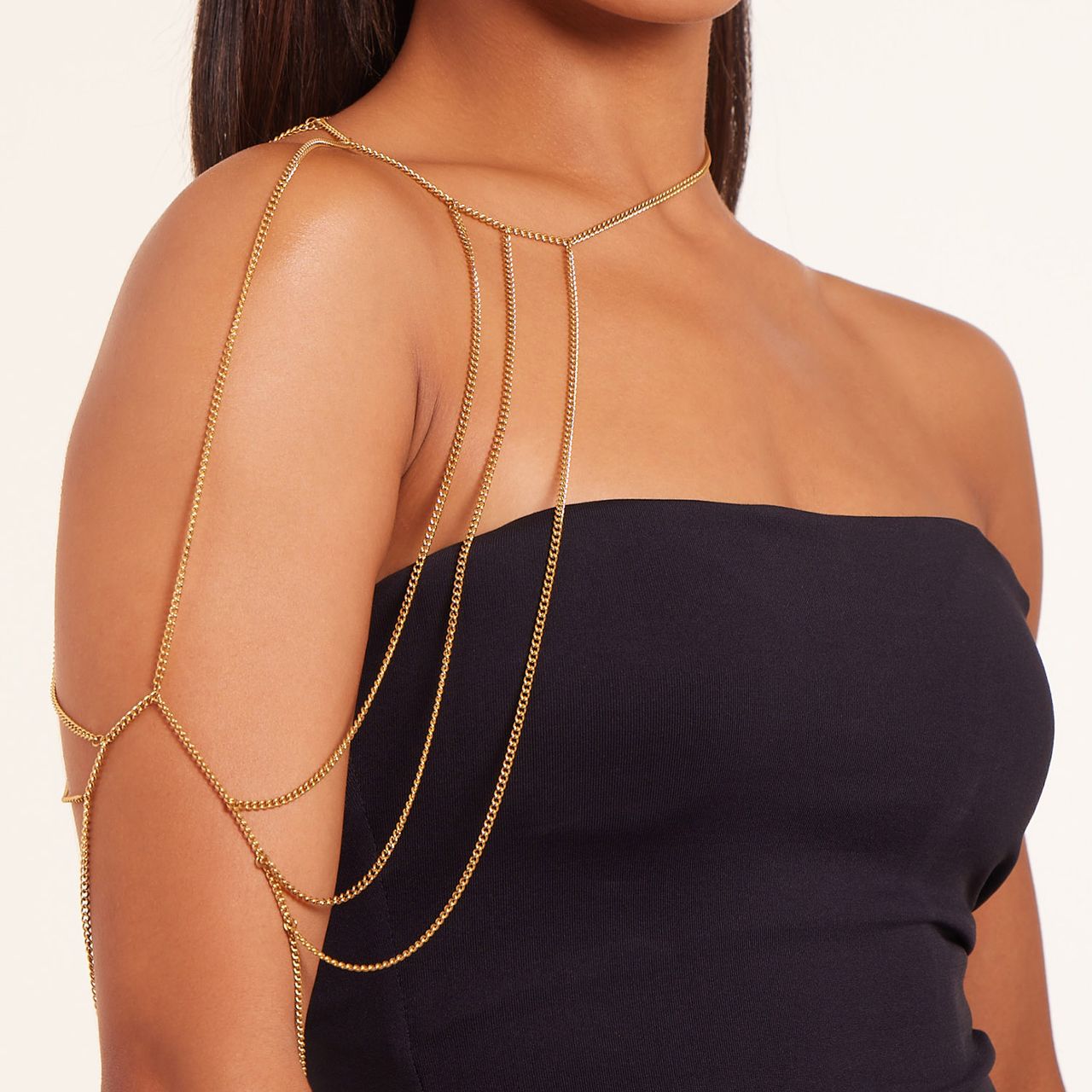 Stalen goudkleurige bodychain schouder voor dames