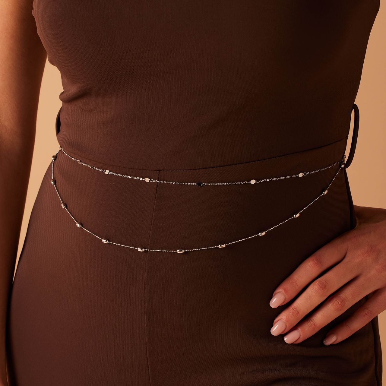 Stalen bodychain dubbel met disc
