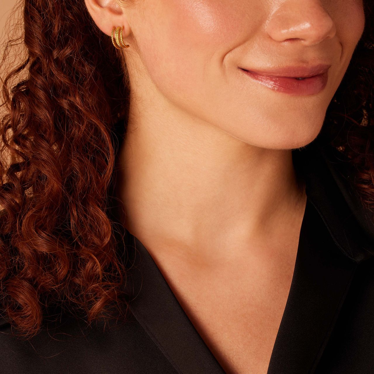 Stainless steel goldplated dubbele oorbellen vlecht voor dames