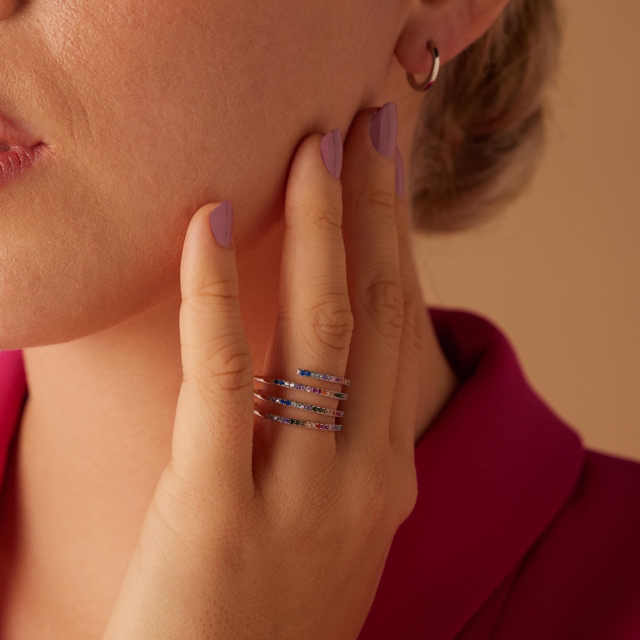 Zilveren ring spiraal met zirkonia multi