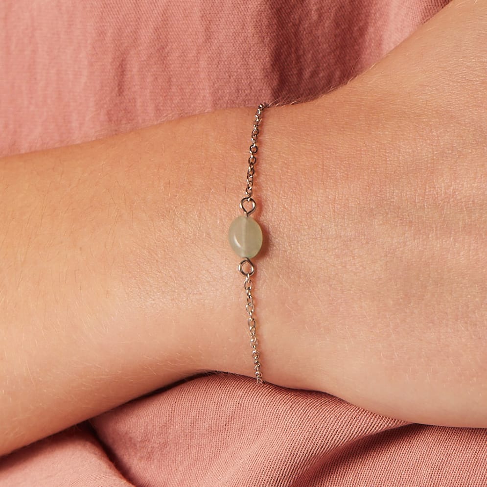 Stainless steel armband met groene aventurijn