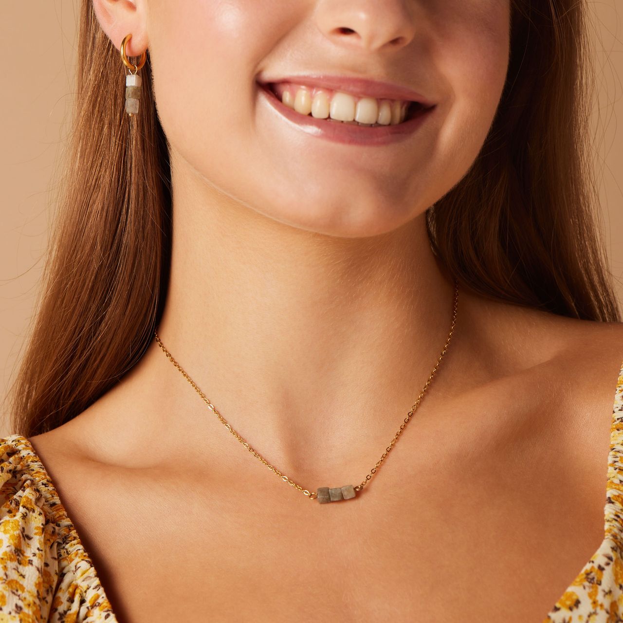 Stainless steel goldplated oorringen met glitter steen voor dames