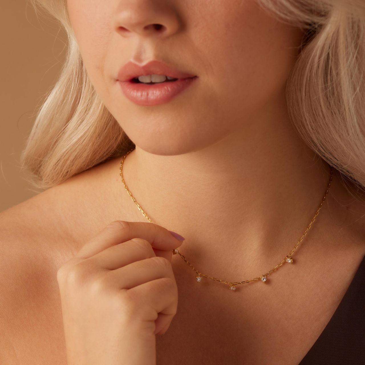 Zilveren goldplated ketting met hanger met zirkonia voor dames