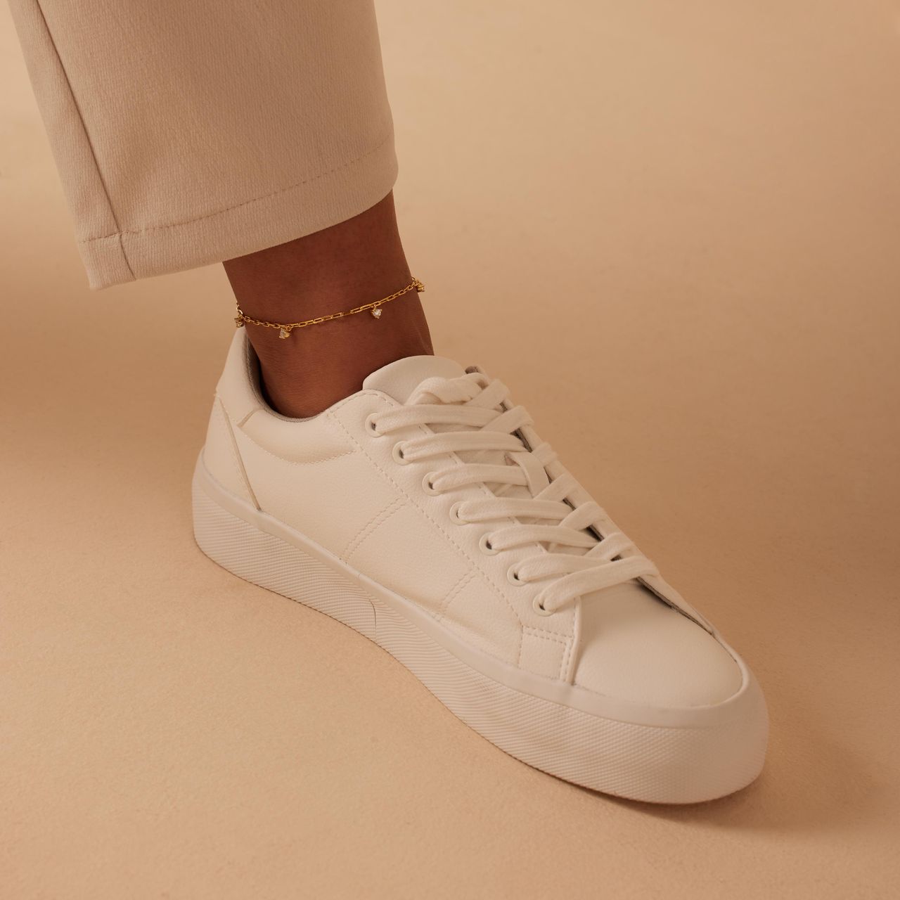 Zilveren goldplated enkelbandje met zirkonia voor dames