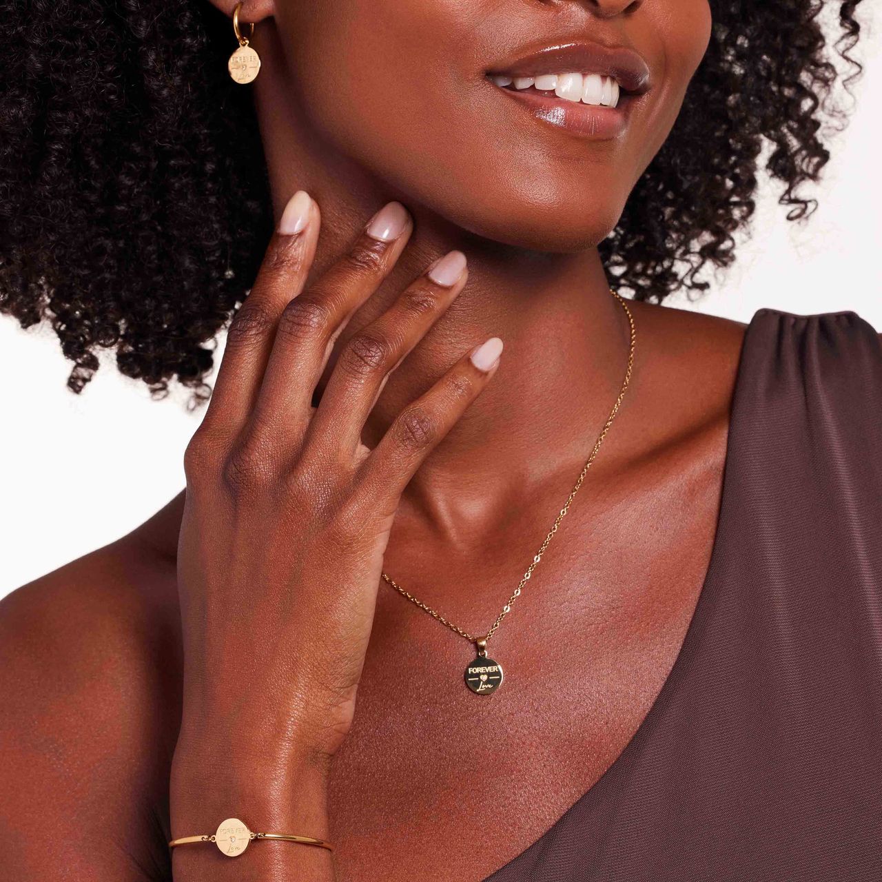 Stainless steel goldplated armband forever love