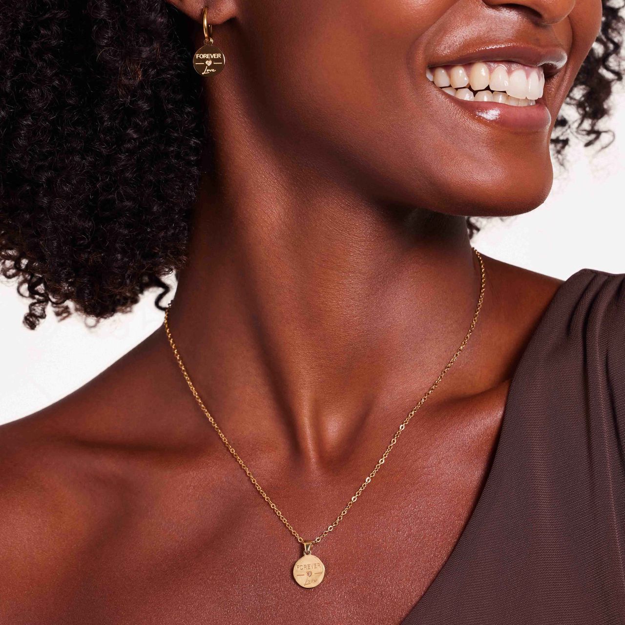 Stainless steel goldplated oorringen munt met zirkonia voor dames