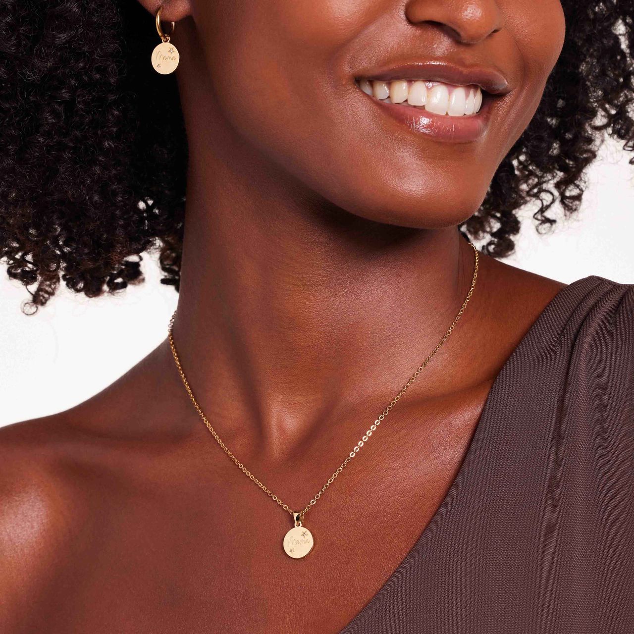 Stalen goldplated ketting met hanger met zirkonia voor dames