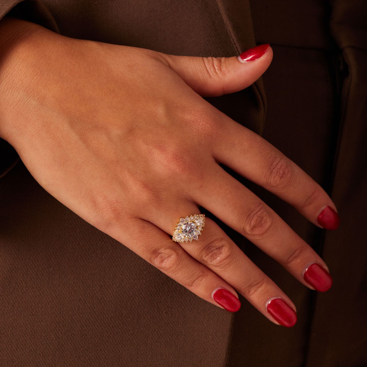 Zilveren goldplated ring zirkonia