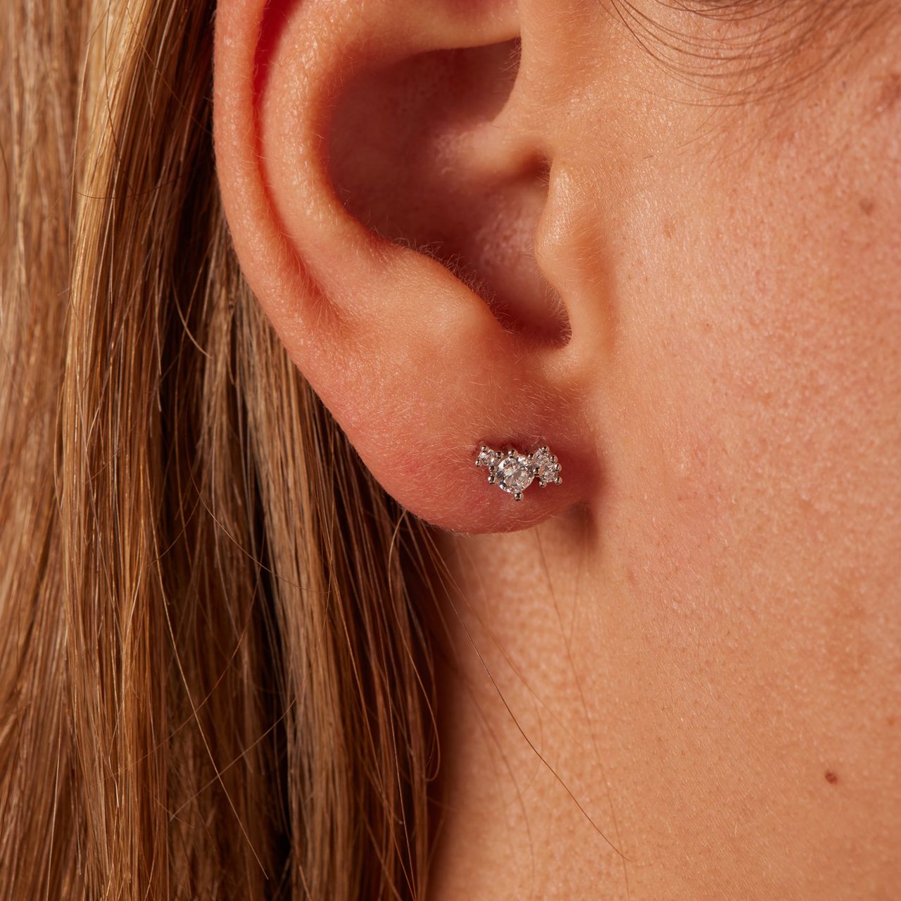 Ohrstecker, 925 Silber, asymetrisch, Zirkonia