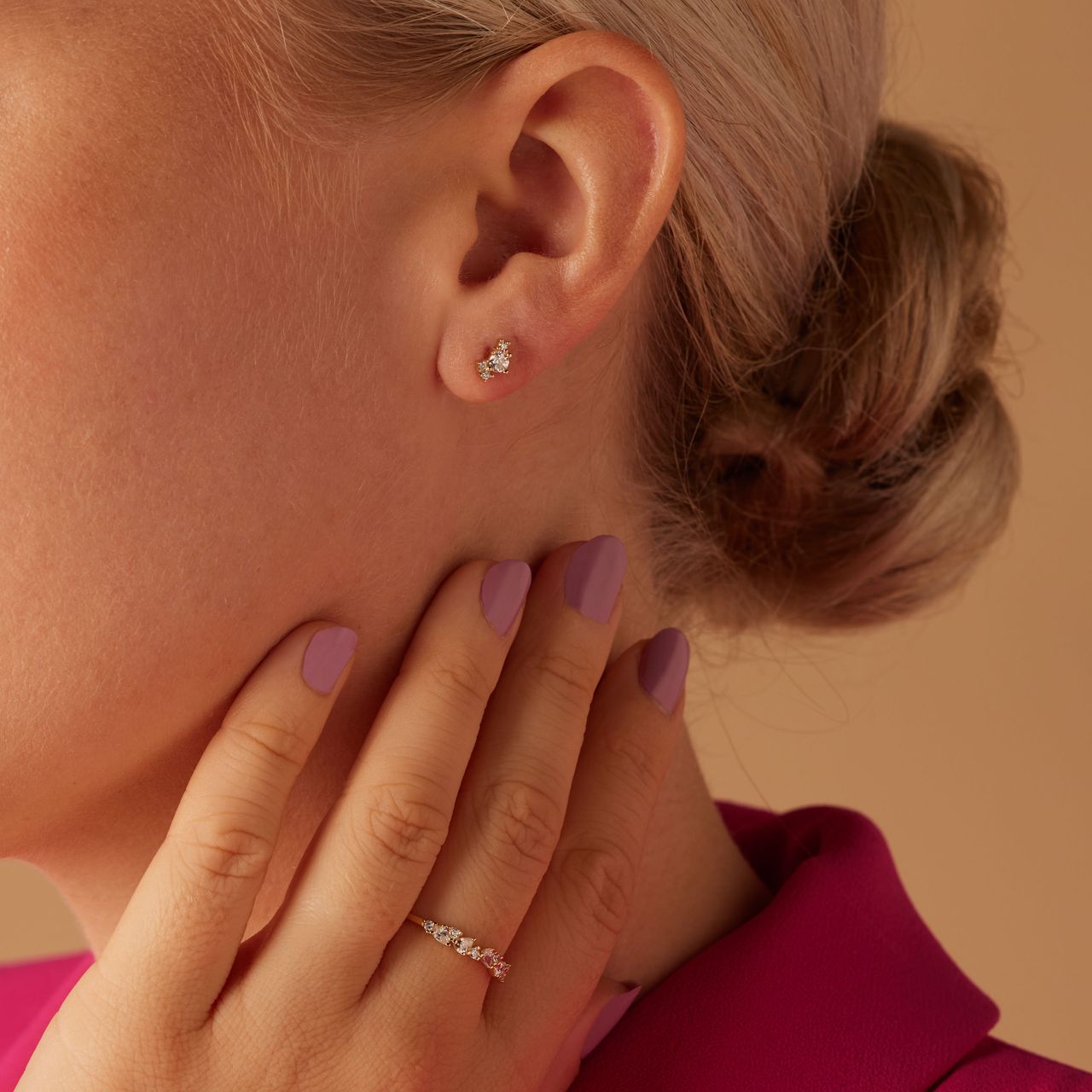 Zilveren goldplated oorknoppen met zirkonia voor dames