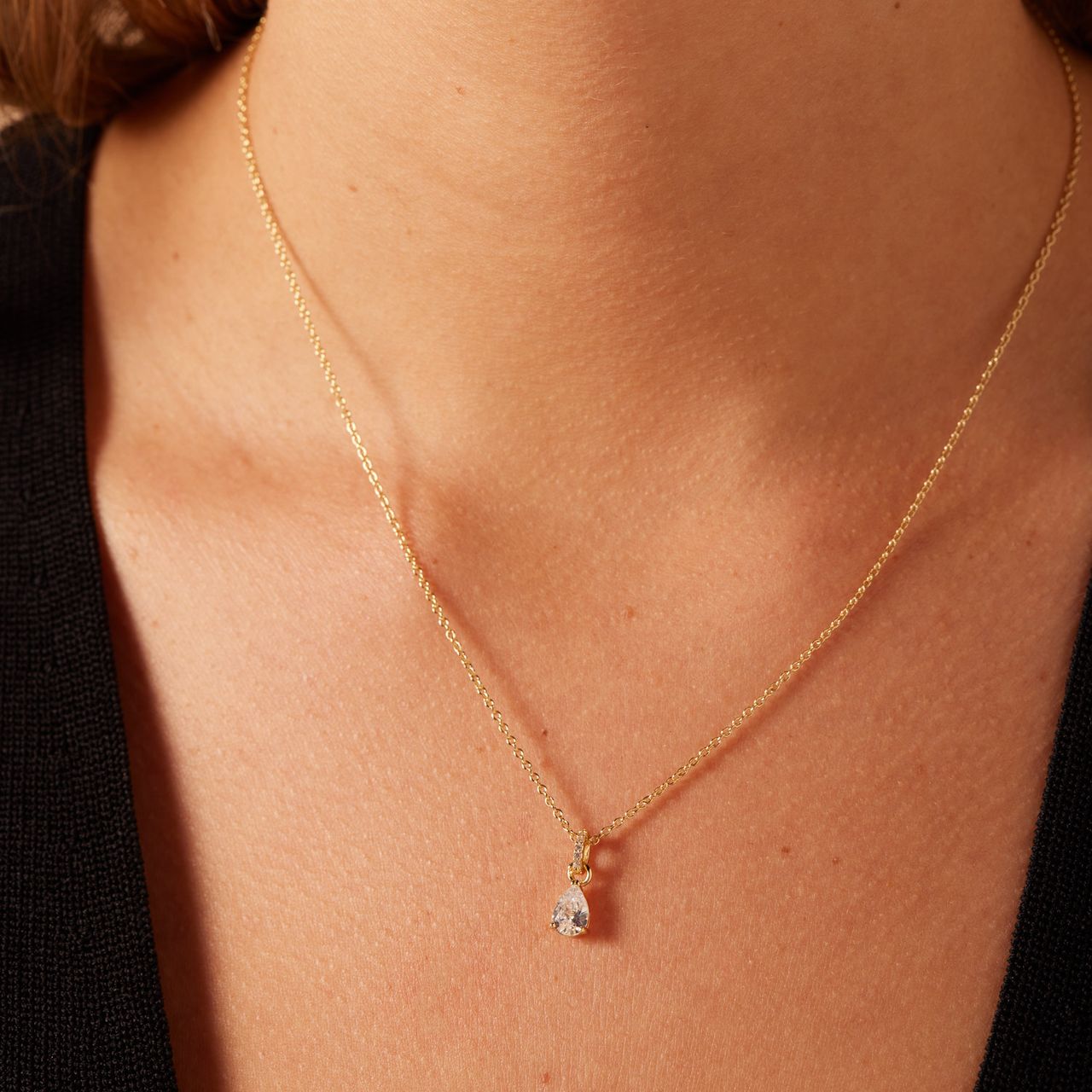 Zilveren goldplated ketting met hanger met zirkonia voor dames