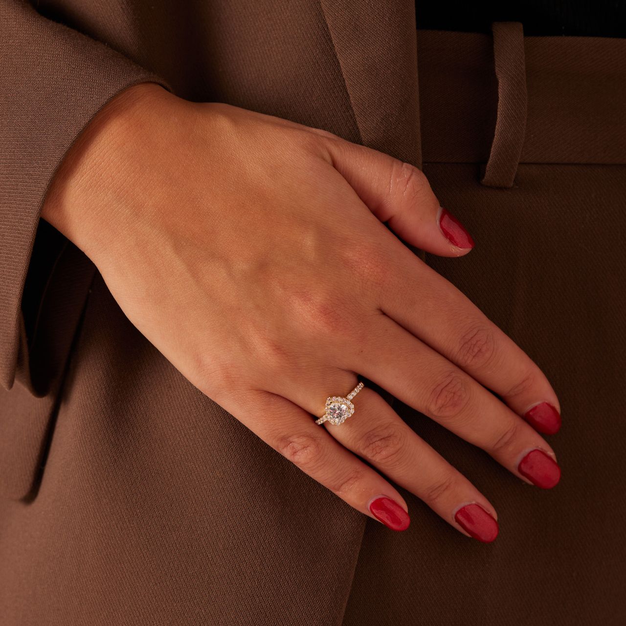 Zilveren goldplated ring hart met zirkonia voor dames