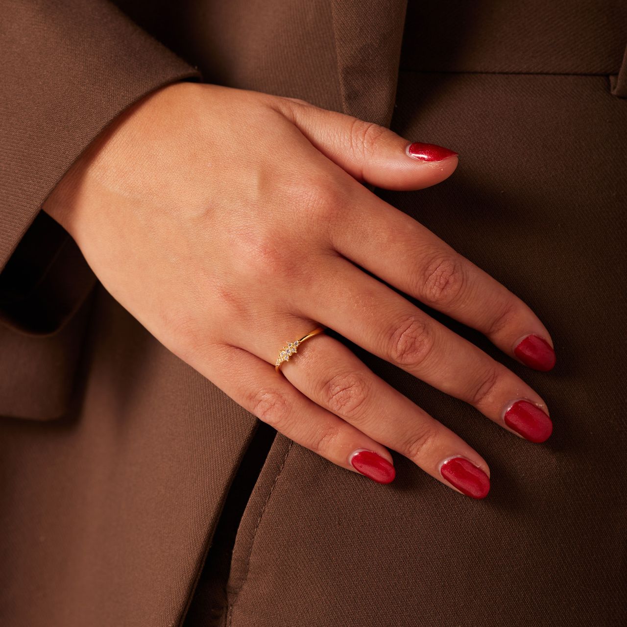 Zilveren goldplated ring met zirkonia voor dames