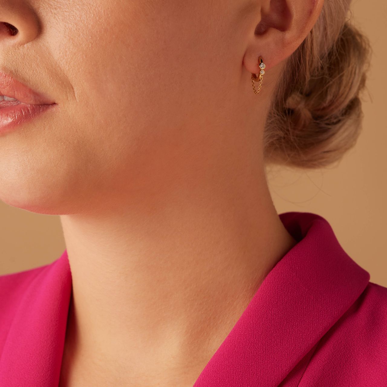 Zilveren goldplated oorringen met hanger met zirkonia met zirkonia voor dames