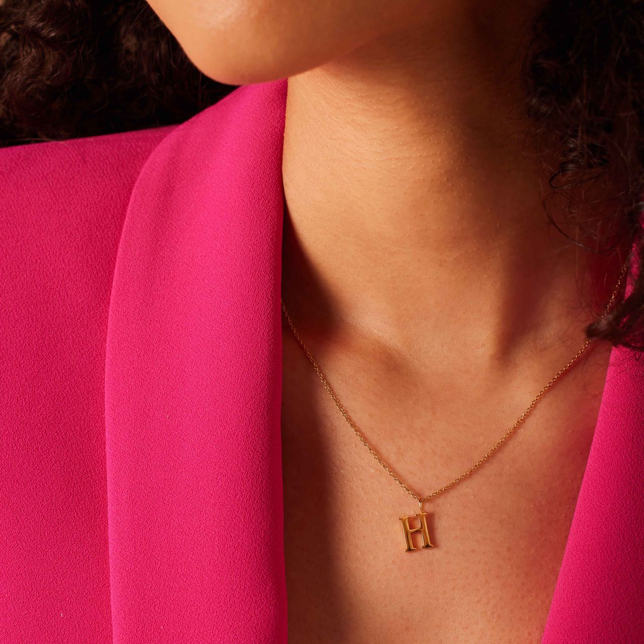 Stainless steel goldplated ketting met letterhanger H voor dames