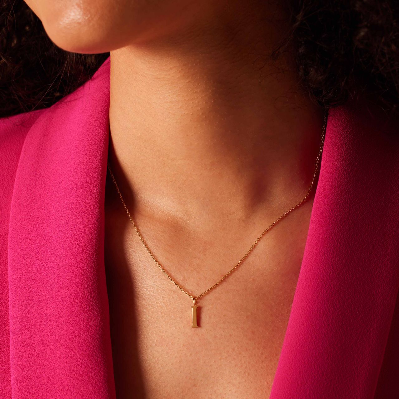 Stalen goldplated ketting letter I