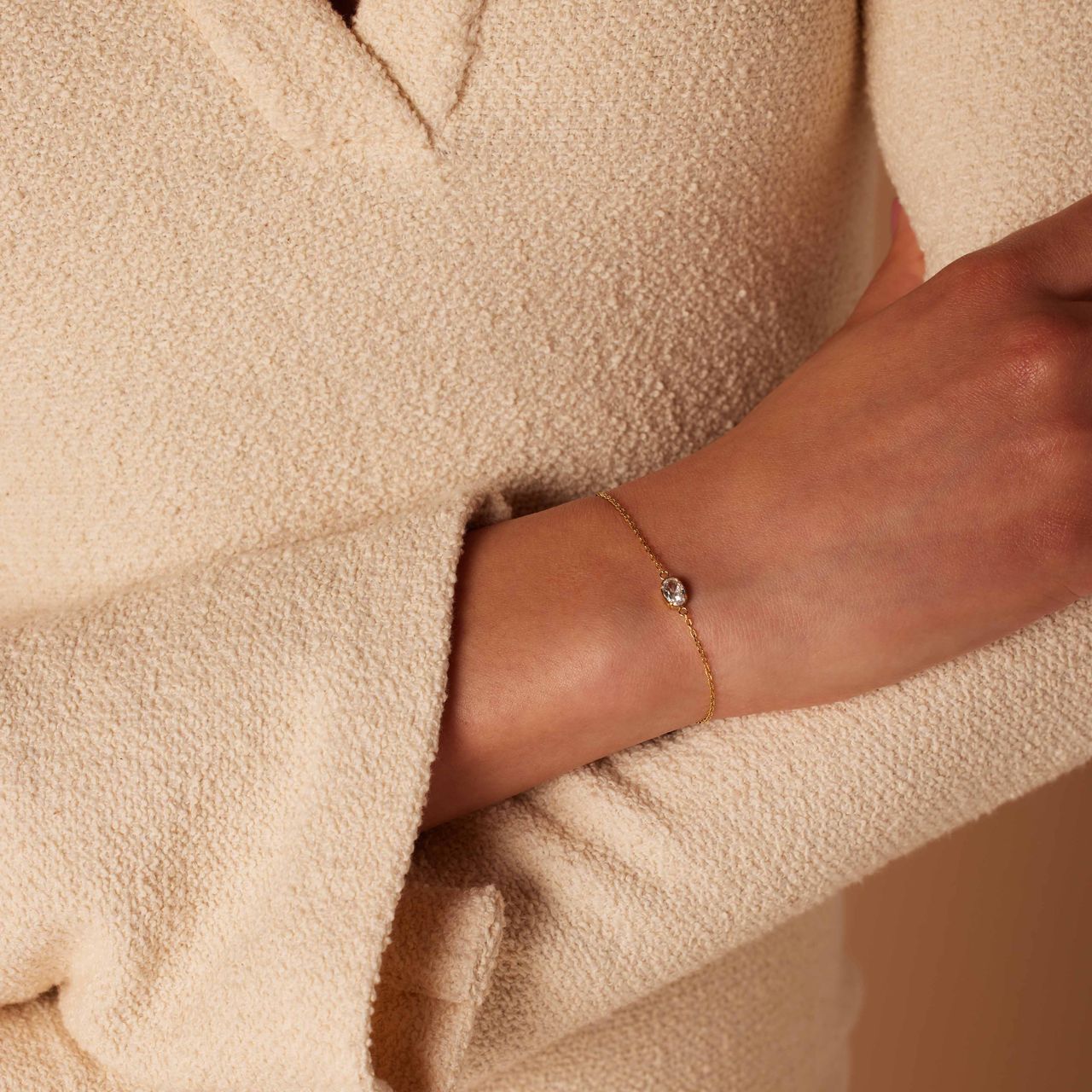 Stainless steel goldplated fantasiearmband met zirkonia voor dames