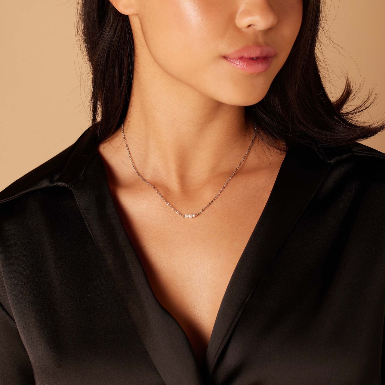 Myla stainless steel ketting met parels voor dames