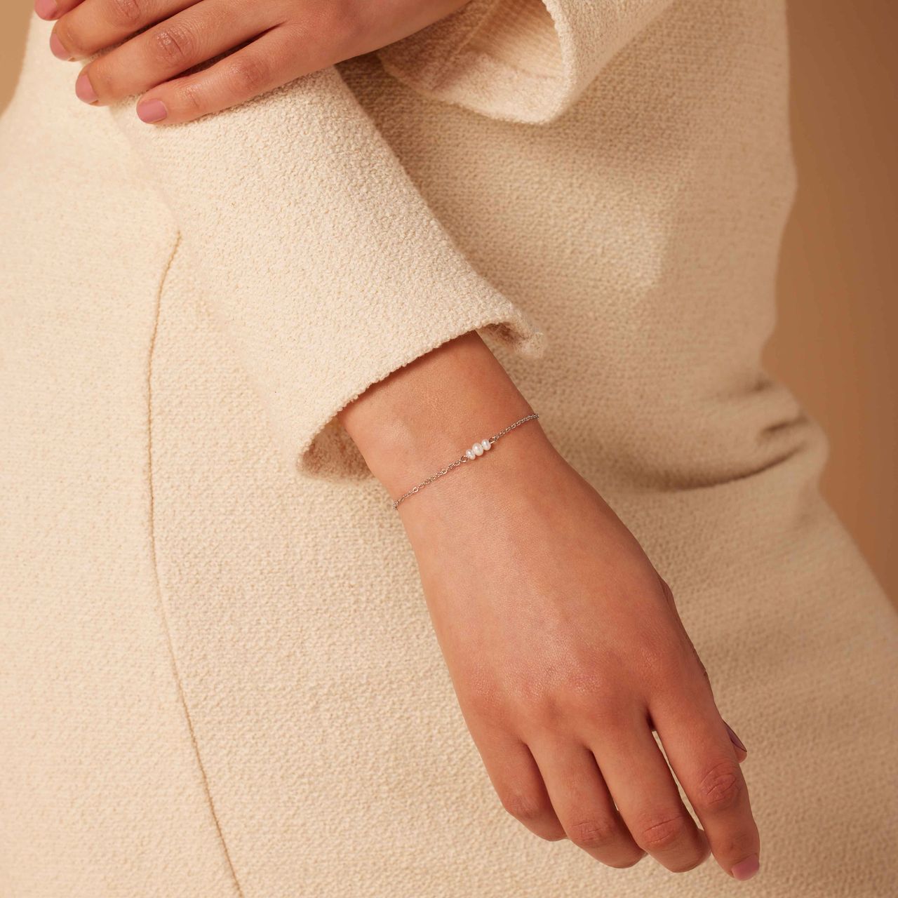 Stalen armband met parels