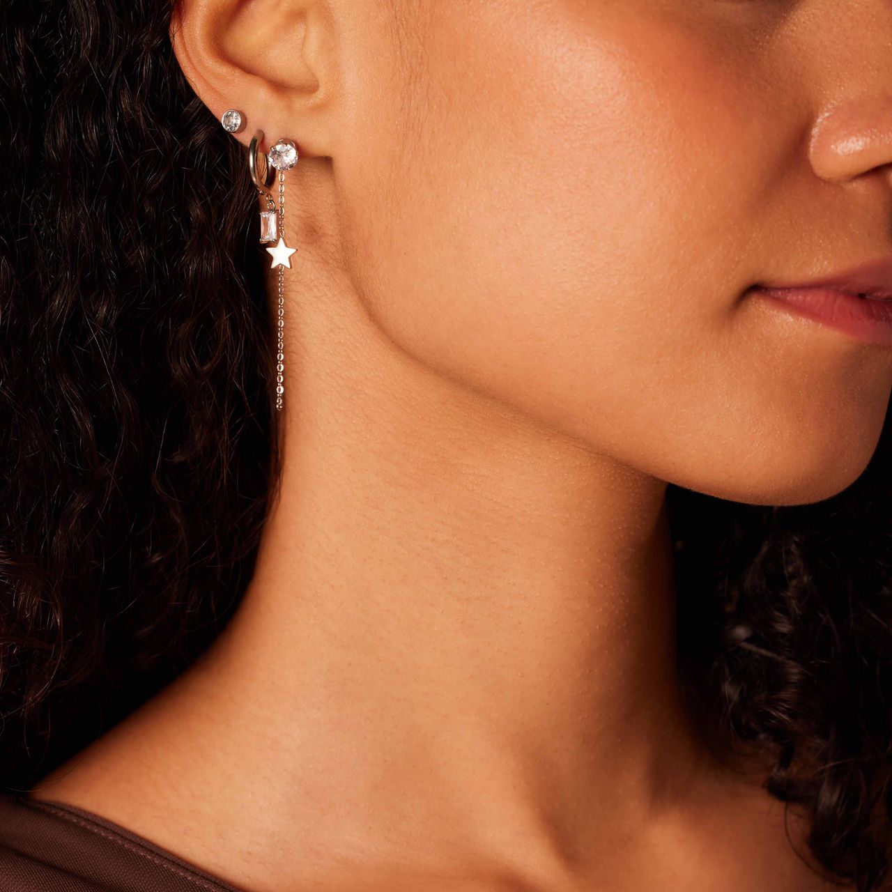 Stainless steel oorringen set ster voor dames