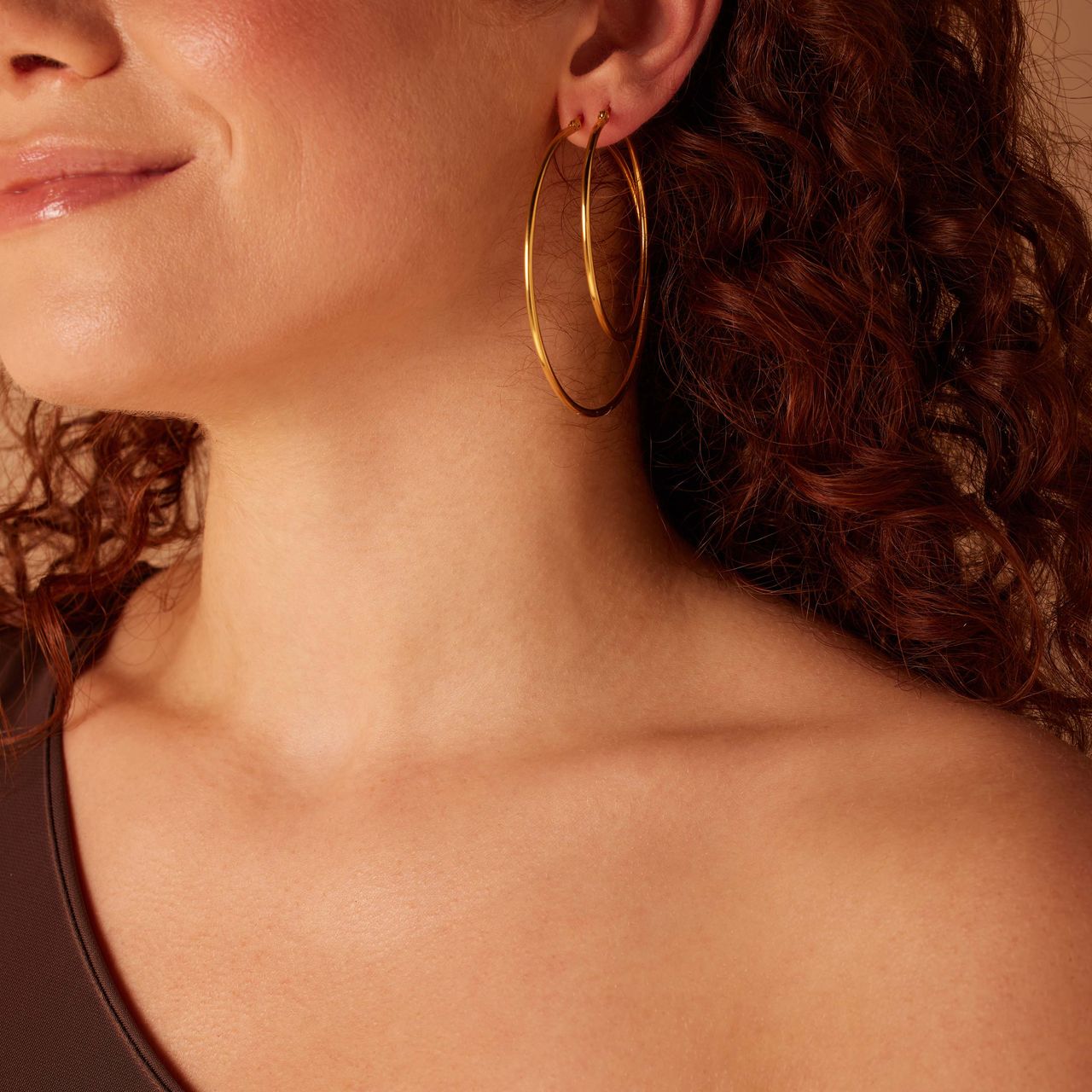 Stainless steel goldplated oorringen 50mm voor dames