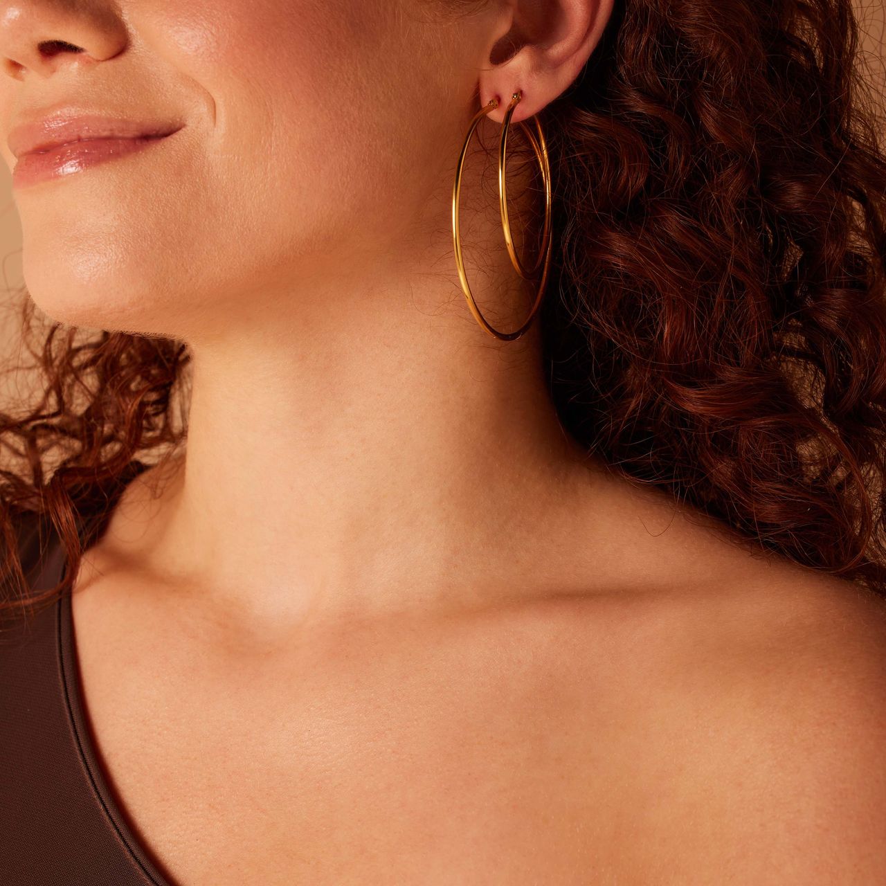 Stainless steel goldplated oorringen 65mm voor dames
