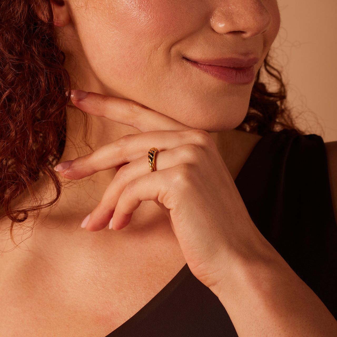 Stainless steel goldplated ring voor dames