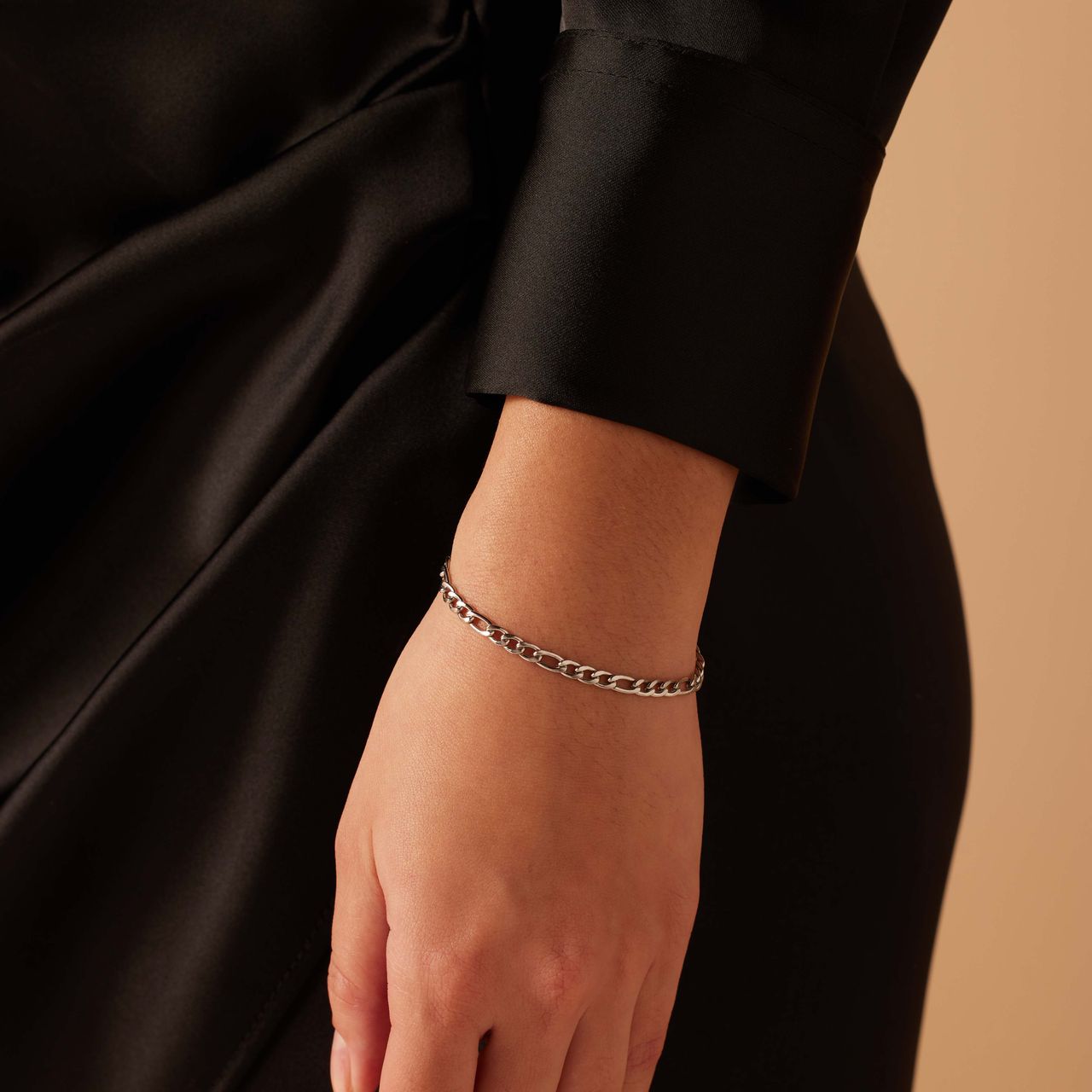 Armband mit Figaroglied aus Edelstahl, 4 mm
