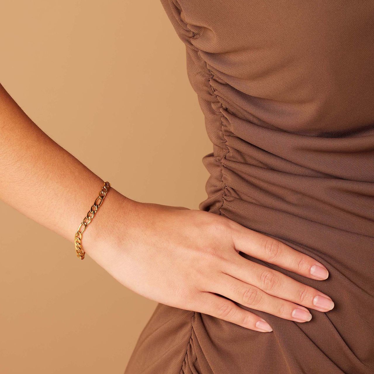 Stainless steel goldplated armband figaro 5mm