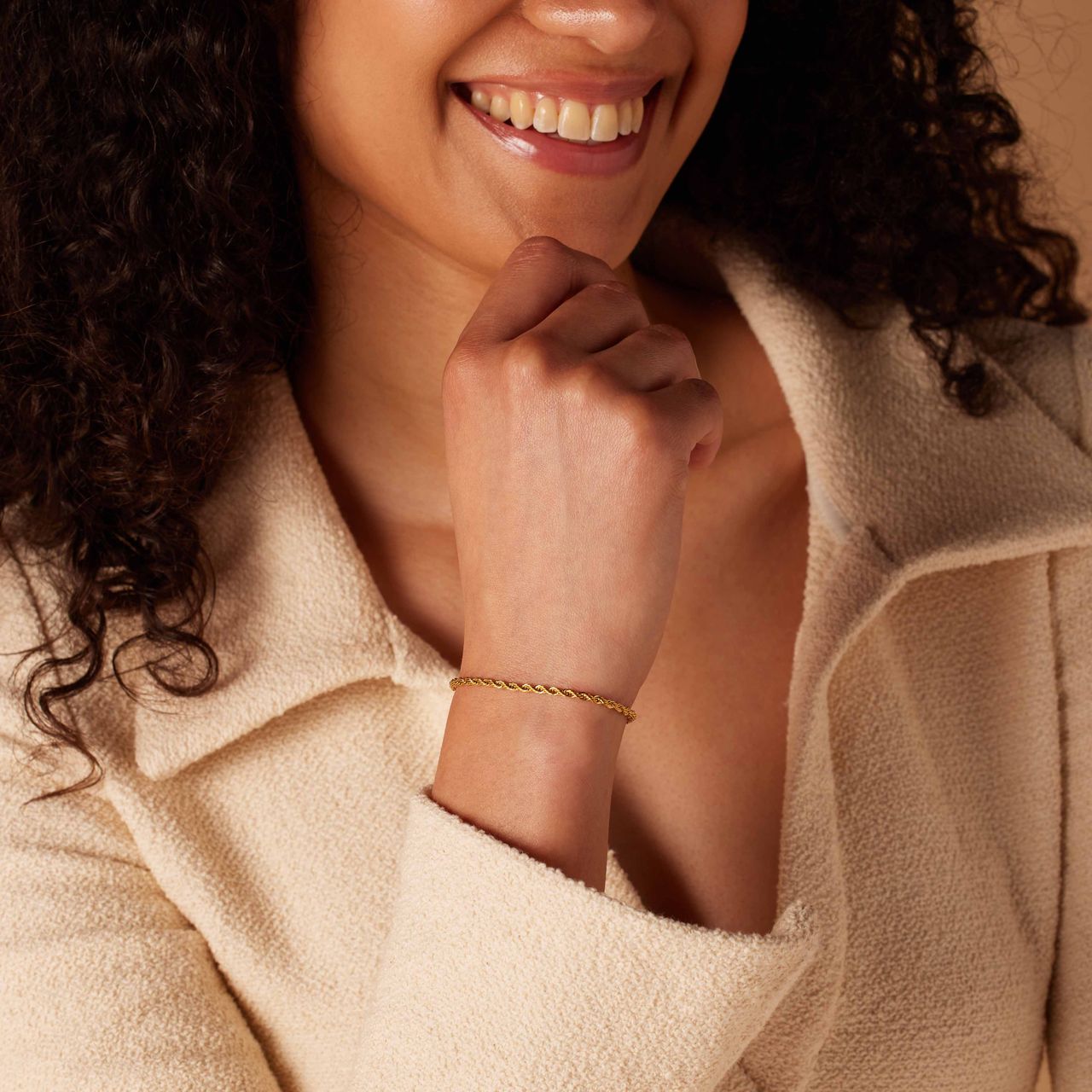 Stainless steel goldplated armband koord 2,5mm