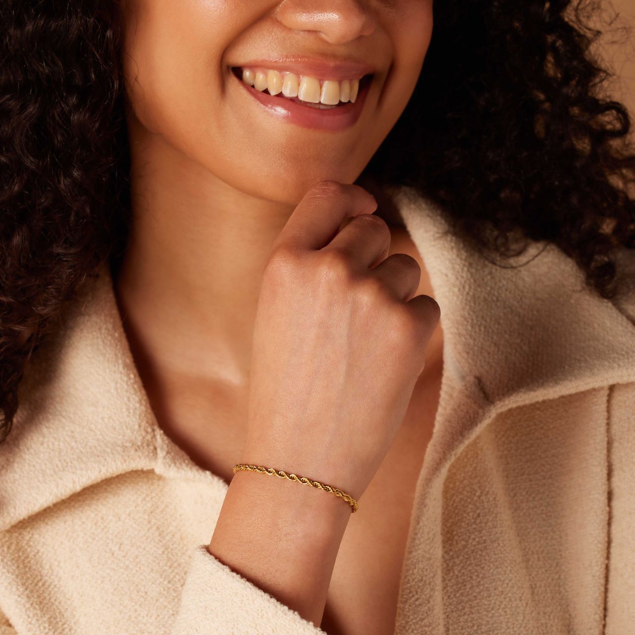 Stainless steel goldplated armband koord 3mm