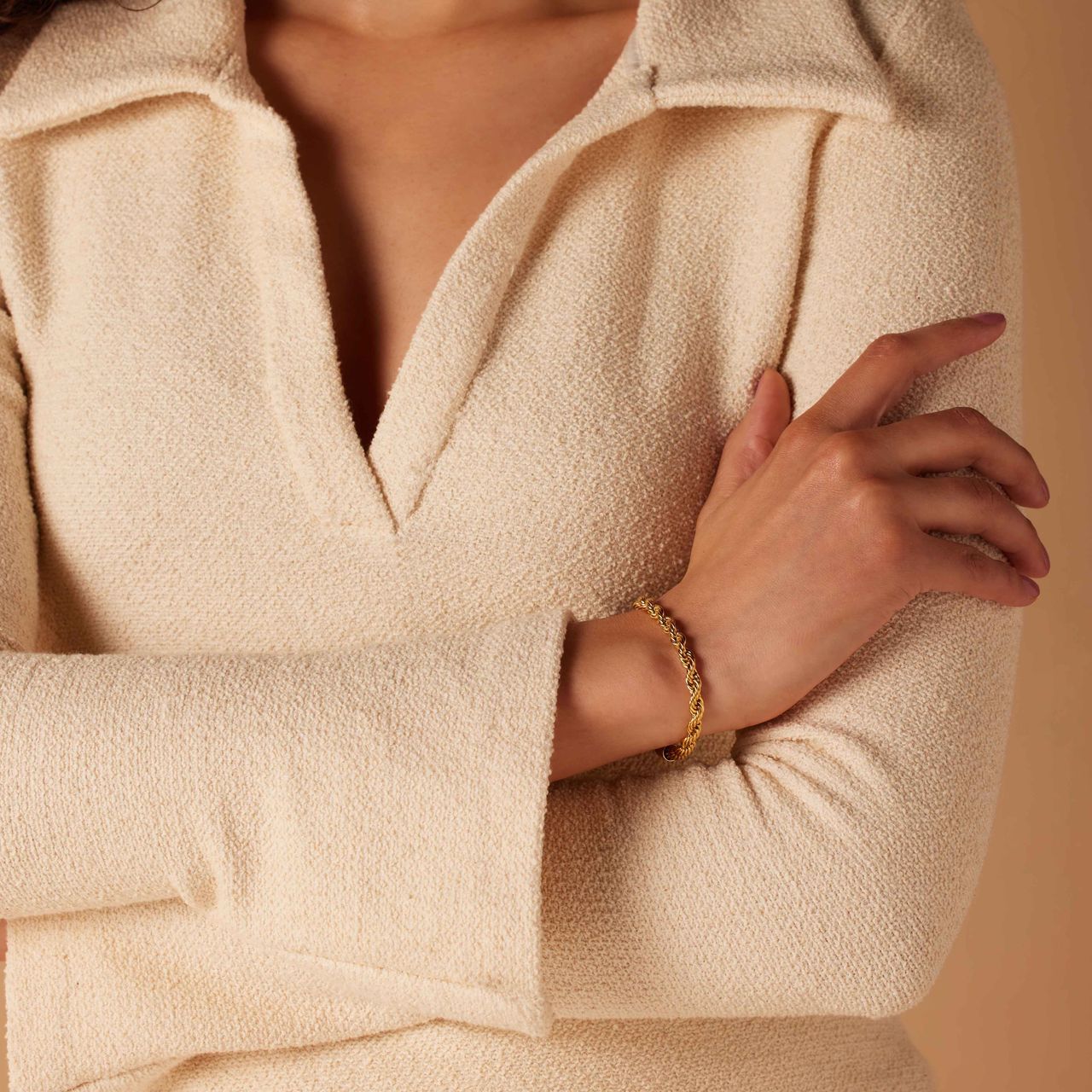 Stainless steel goldplated armband koord 5mm