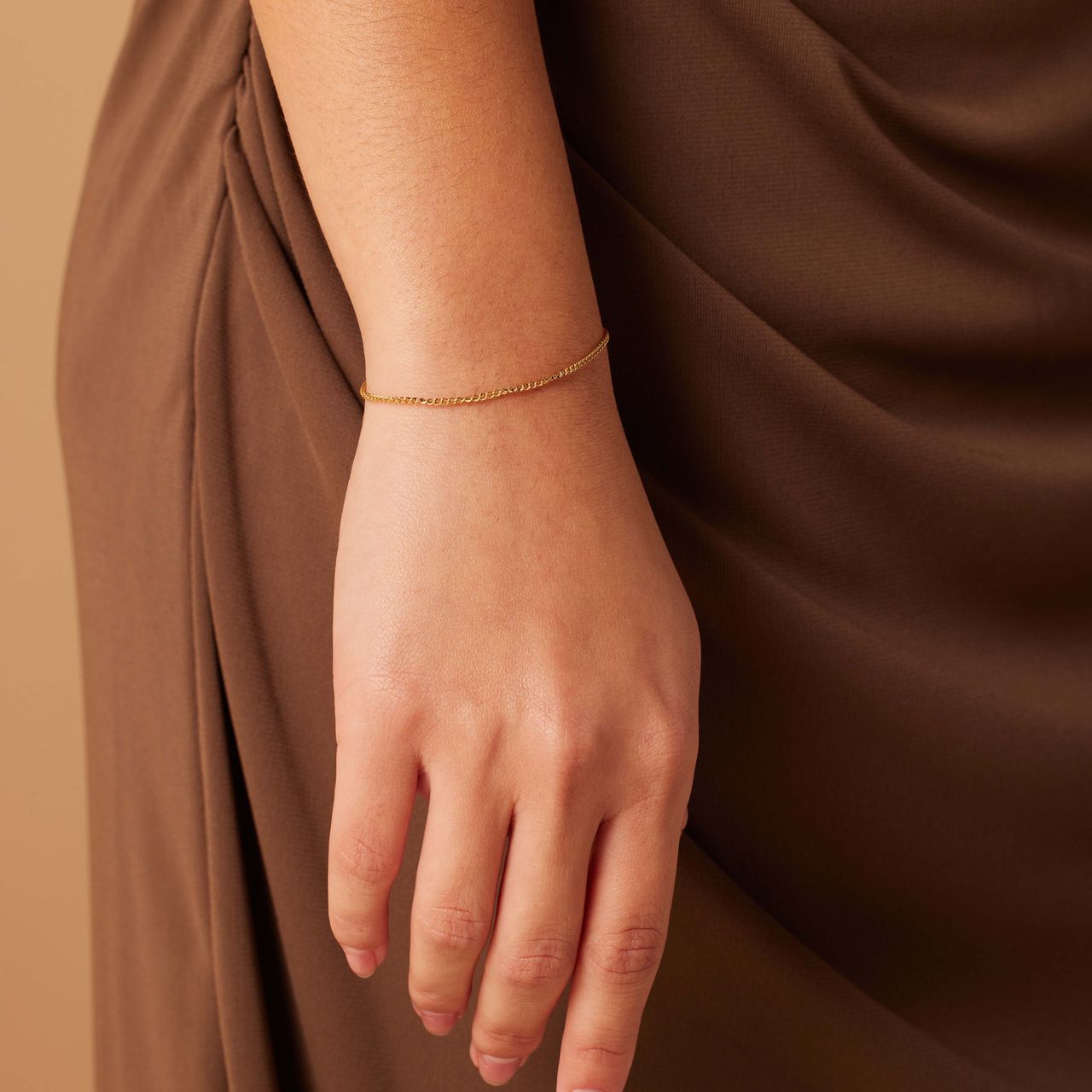 Stalen goldplated schakelarmband 1mm