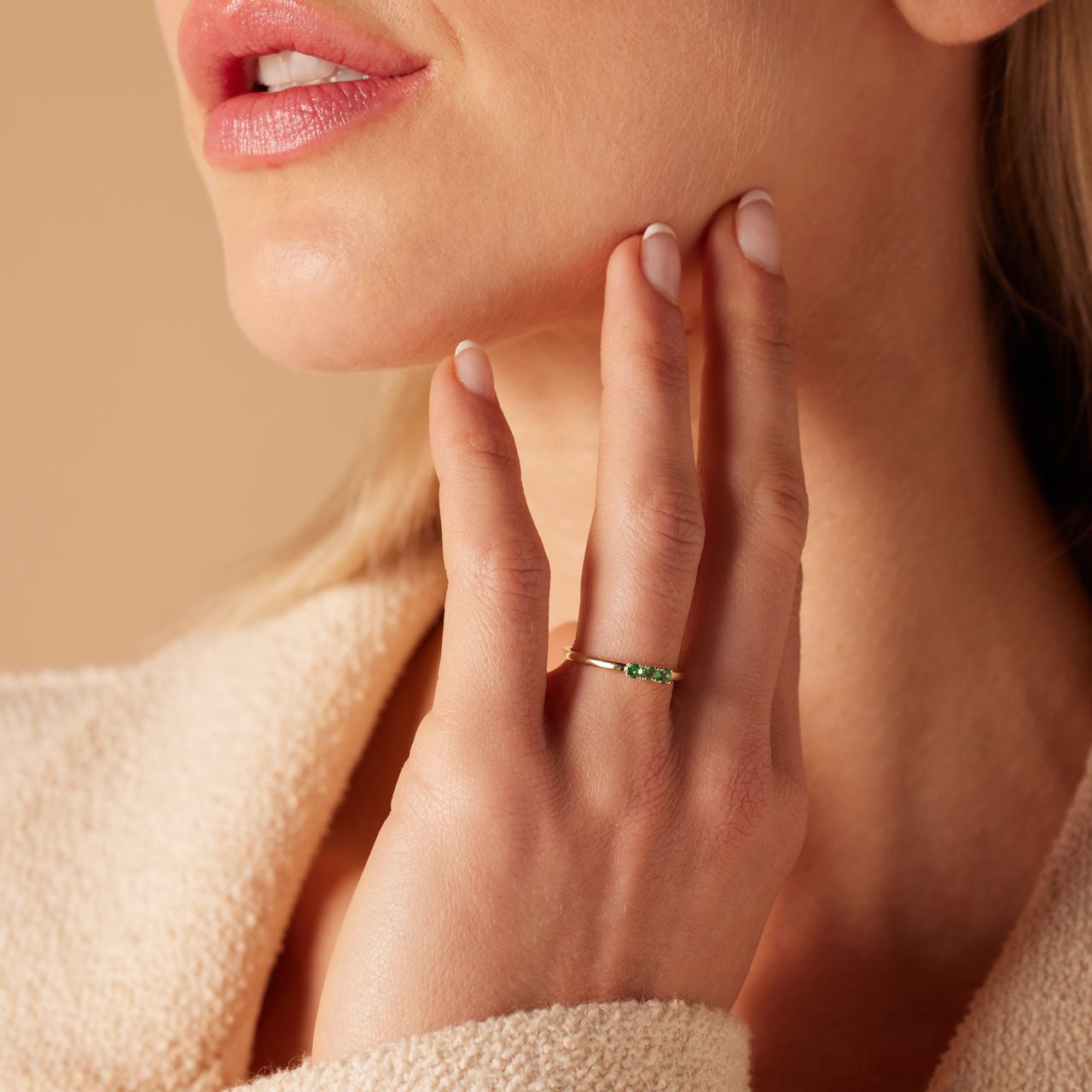 Ring, 585 Gelbgold, Smaragd