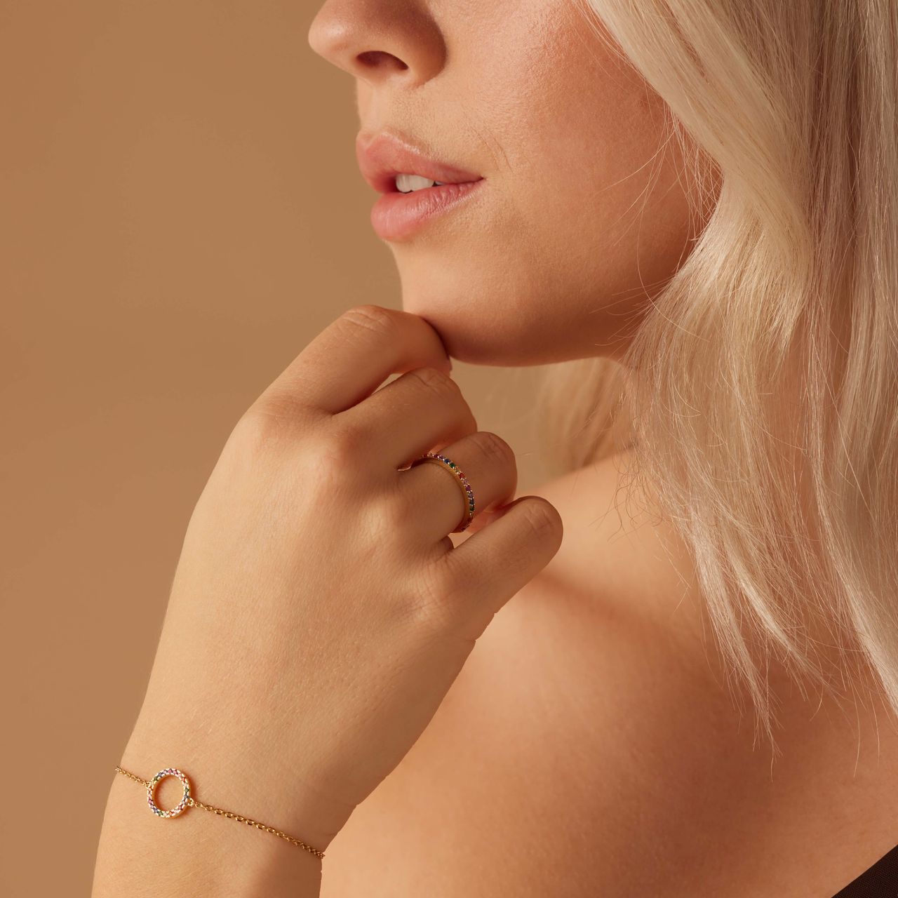 Zilveren goldplated ring met zirkonia voor dames