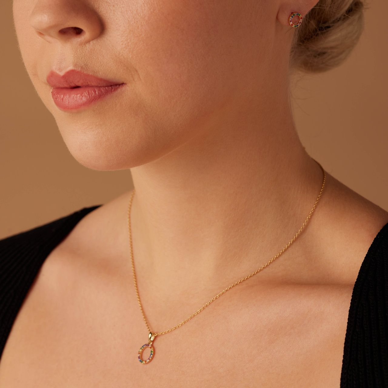 Zilveren goldplated oorknoppen zirkonia multi