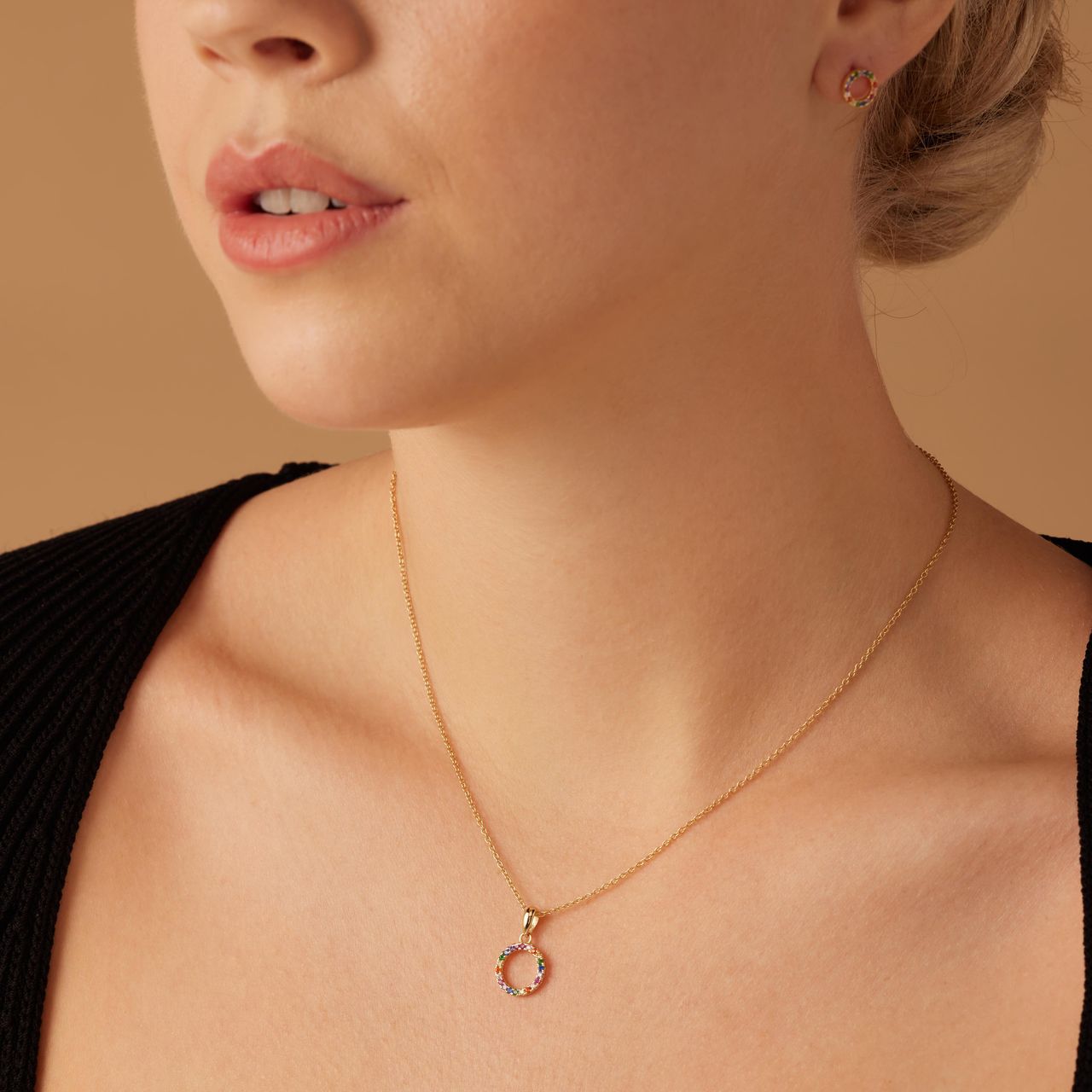 Zilveren goldplated ketting met hanger met zirkonia voor dames