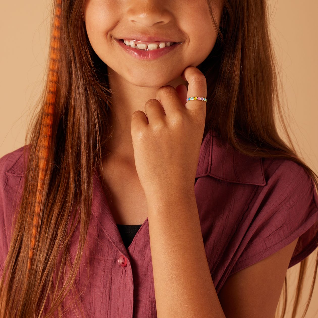 Zilveren goldplated kinderring met emaille
