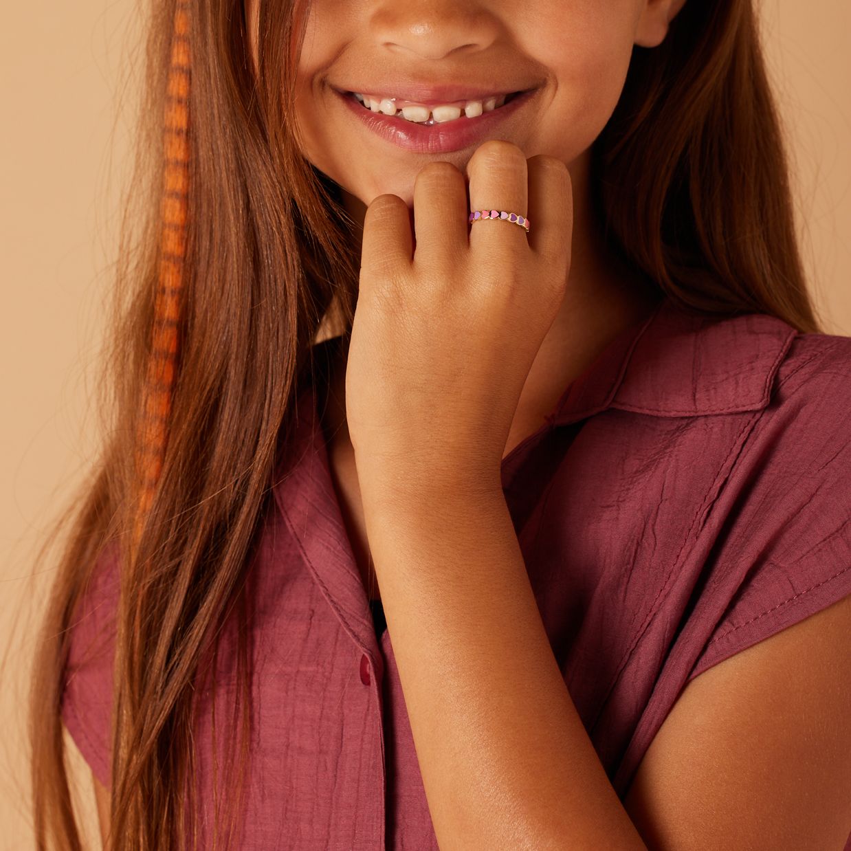Zilveren goldplated kinderring met emaille