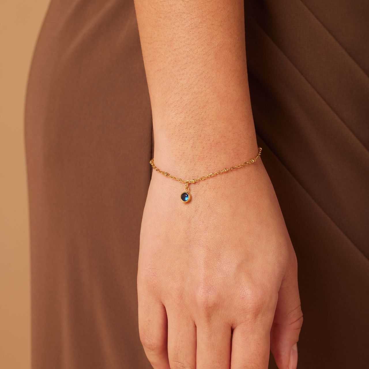 Stalen goldplated fantasiearmband met geboortesteen September voor dames