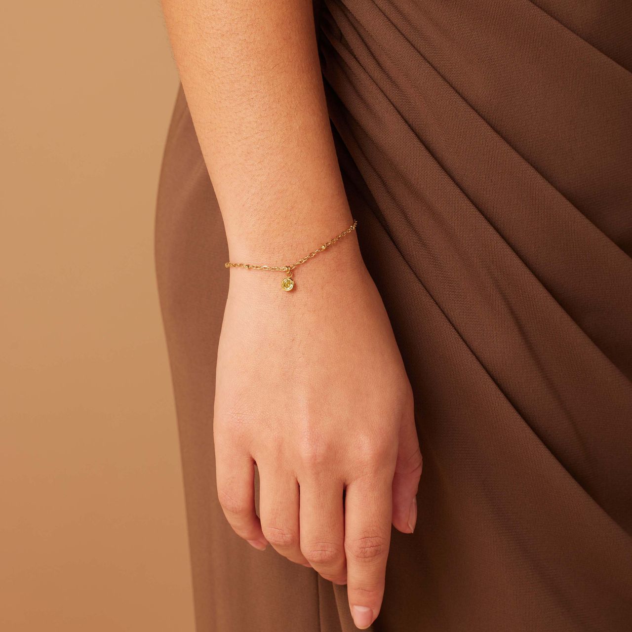 Stalen goldplated fantasiearmband met geboortesteen November voor dames