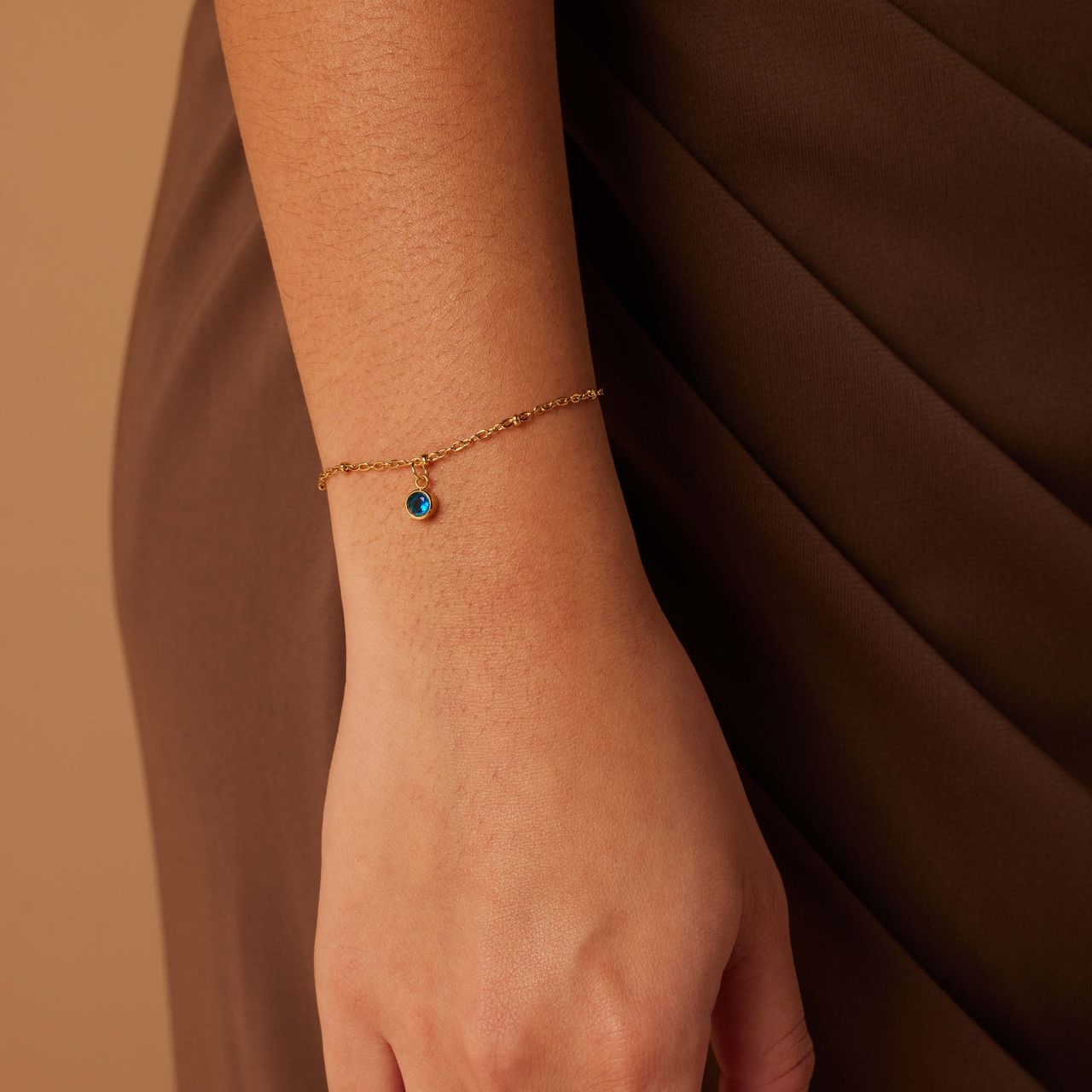 Armband aus Edelstahl, vergoldet, mit Geburtsstein, Dezember