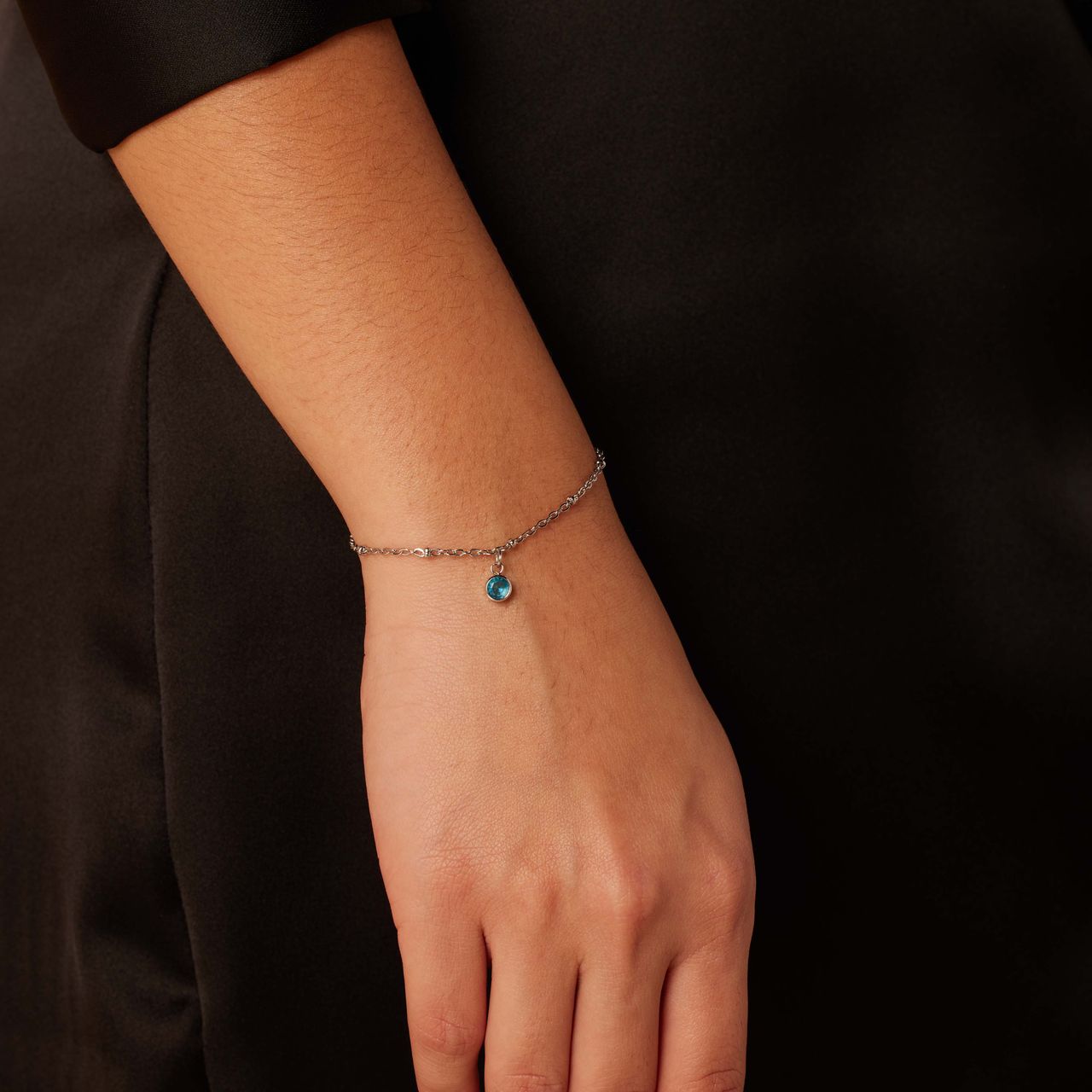 Stalen armband geboortesteen maart
