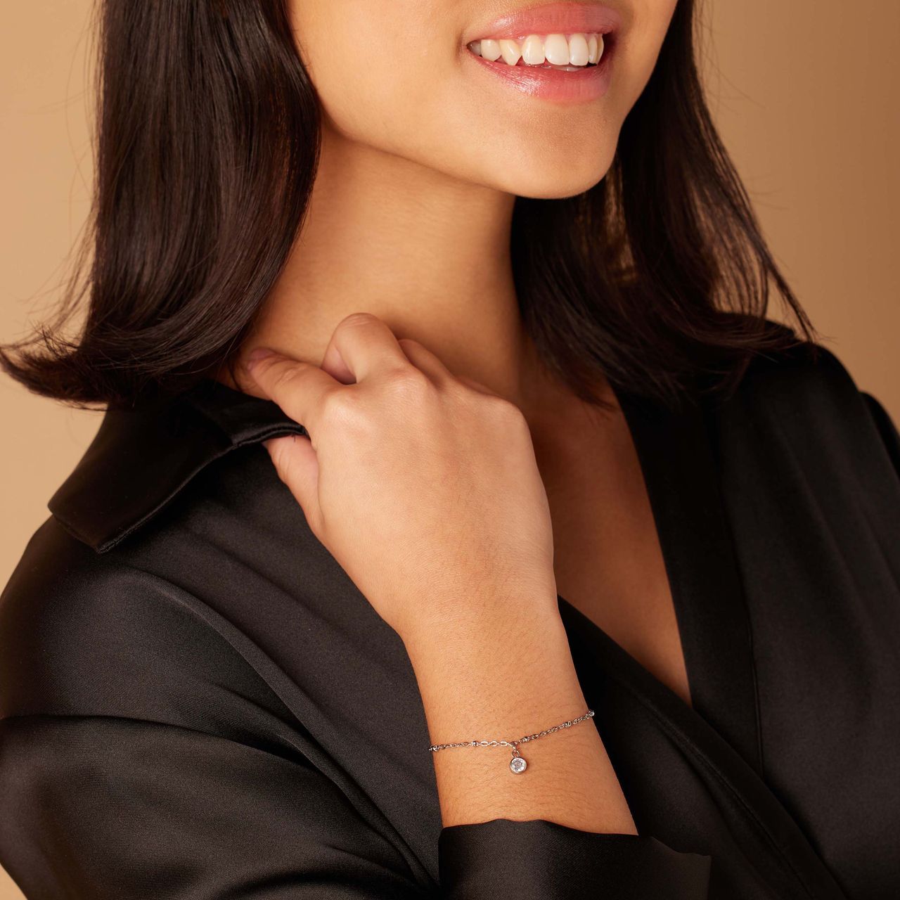 Stainless steel armband geboortesteen april