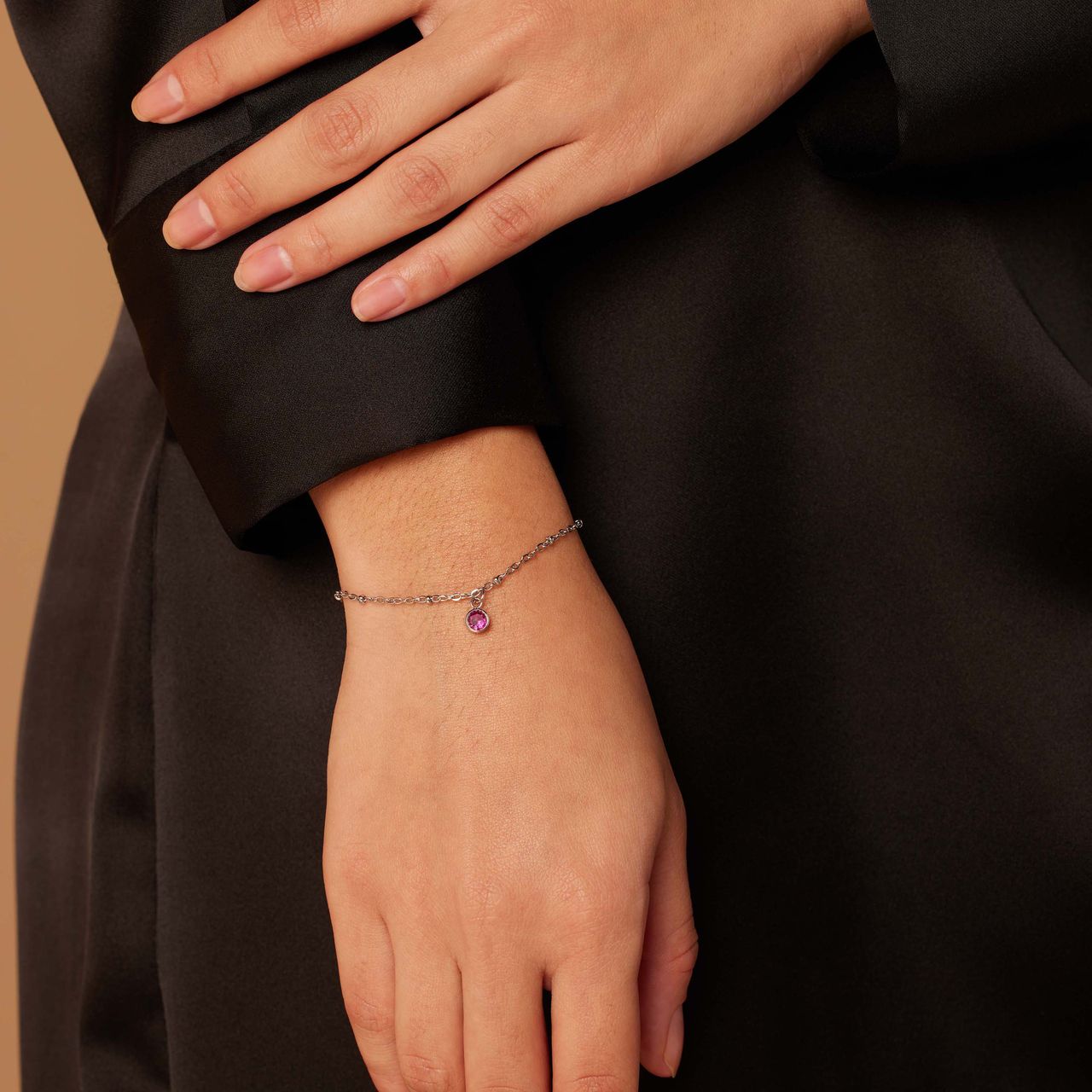 Stalen armband geboortesteen juli