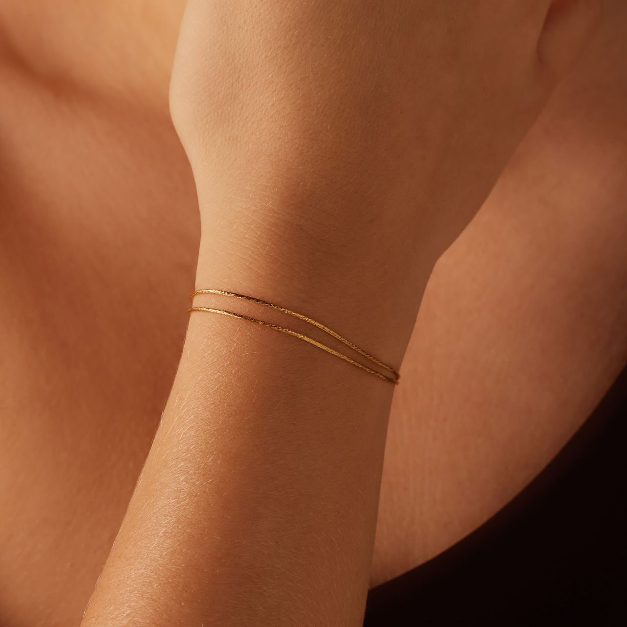 Armband aus 925er Silber, vergoldet, doppelreihig