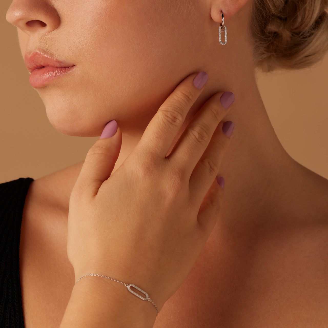 Ohrringe aus 925er Silber, mit Anhänger, oval, Zirkonia